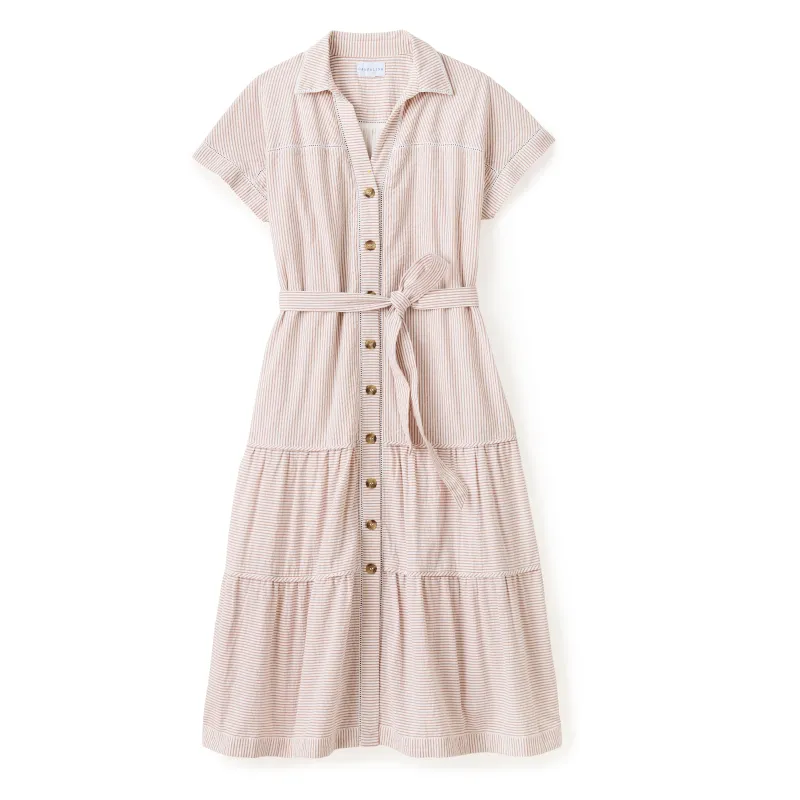SP26 Adriana Shirt Dress-Camel Stripe sold by Cartolina