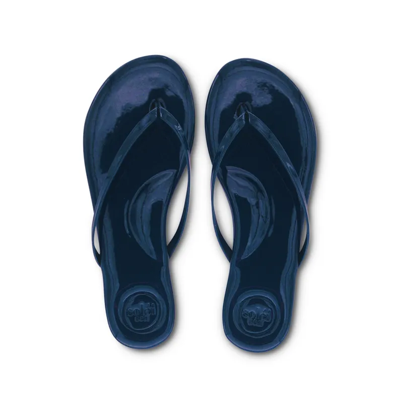Solei Sea Thin Strap Sandal-Navy Patent sold by Cartolina