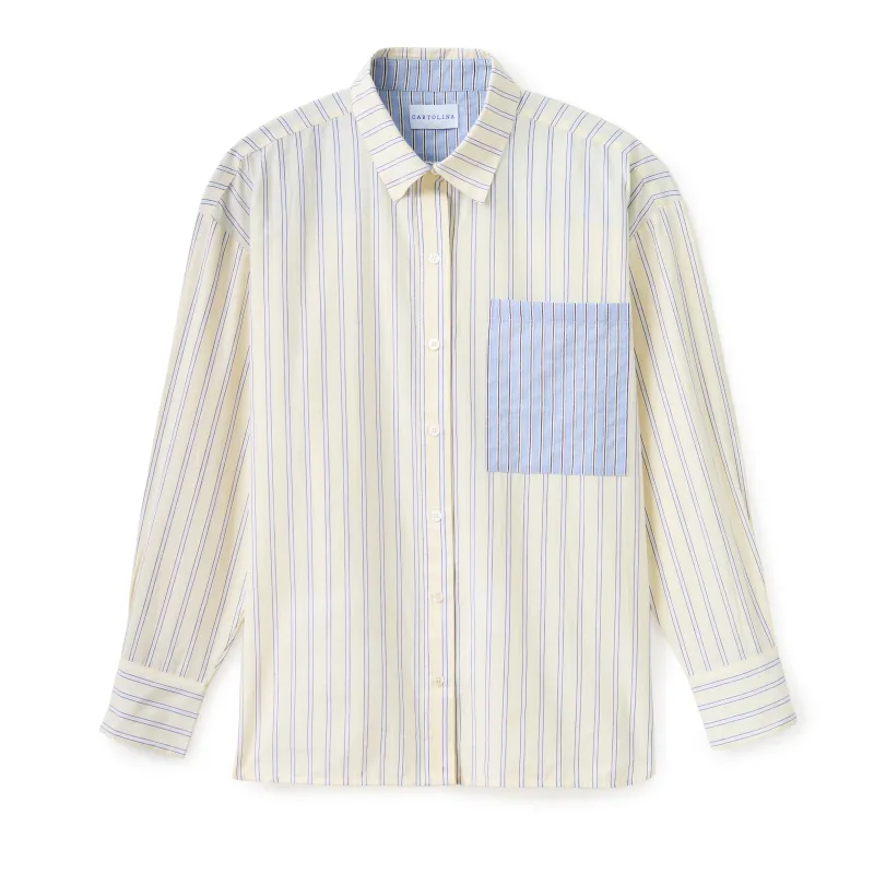 SU26 Penelope Button Front Shirt-Banana Stripe made by Cartolina