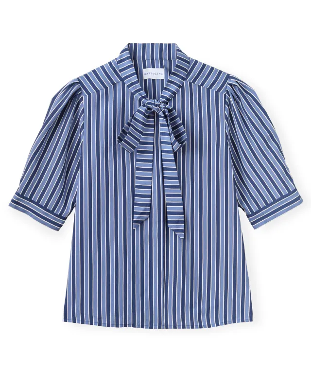 SU26 Peggy Blouse-Coastal Stripe made by Cartolina