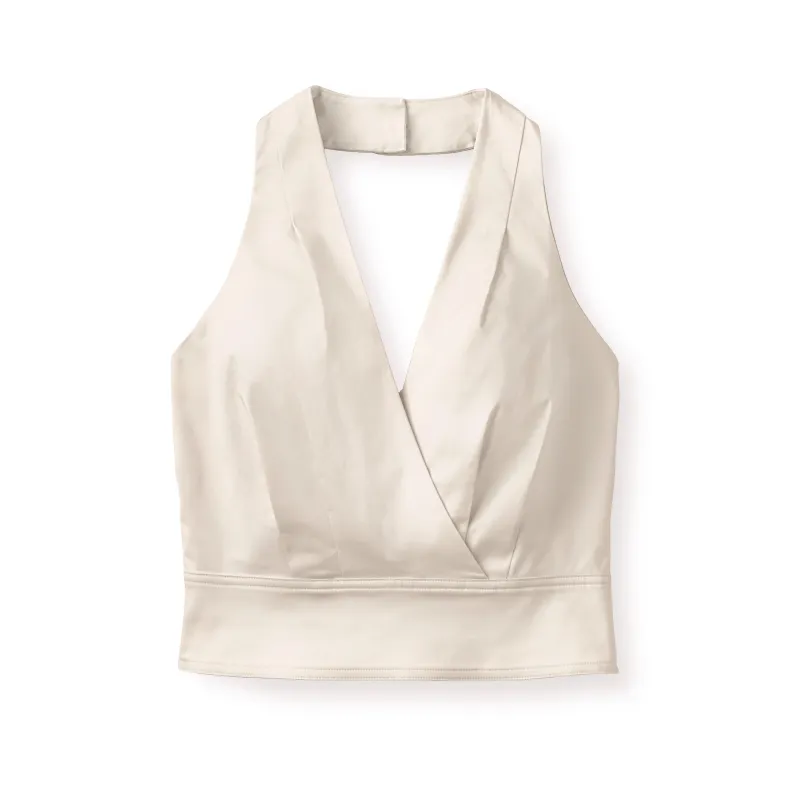 SU26 Olive Halter Top-Ivory made by Cartolina