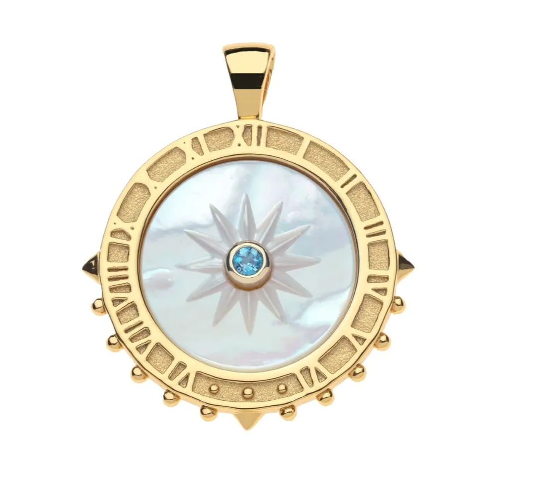Jane Win FOREVER La Vie En Soleil Carved Mother of Pearl Stone Pendant Necklace sold by Cartolina product image thumbnail 2
