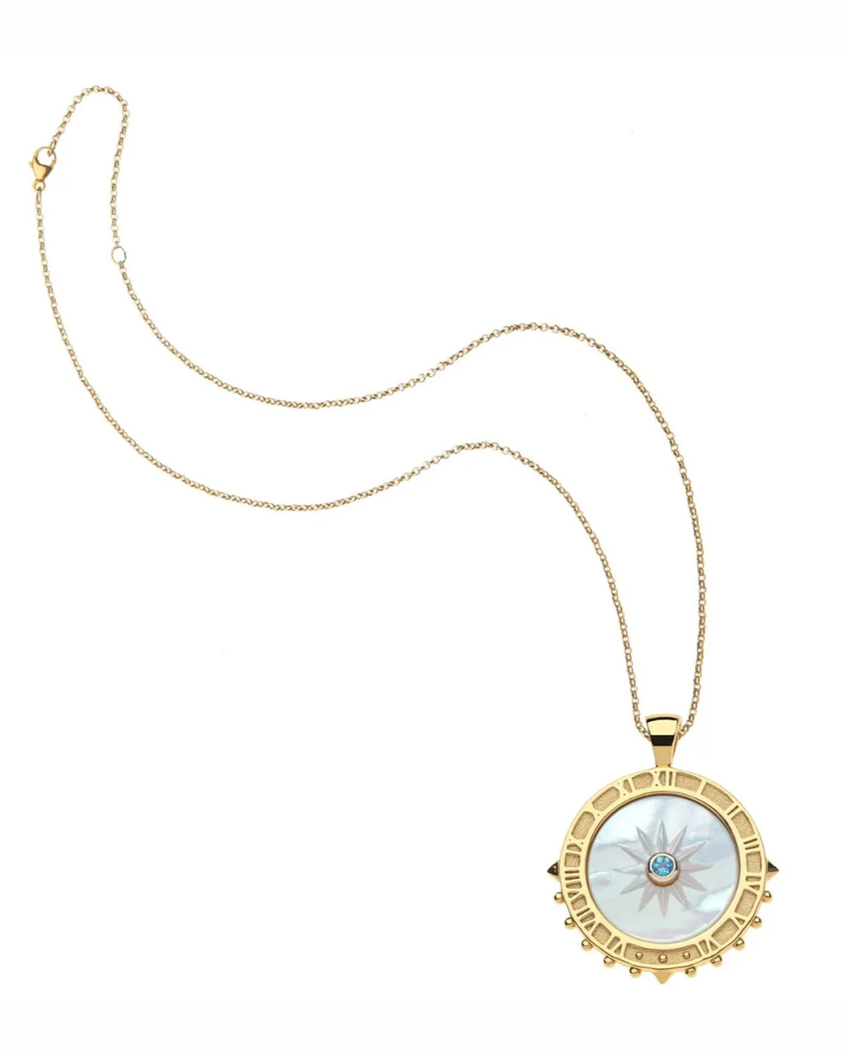 Jane Win FOREVER La Vie En Soleil Carved Mother of Pearl Stone Pendant Necklace sold by Cartolina