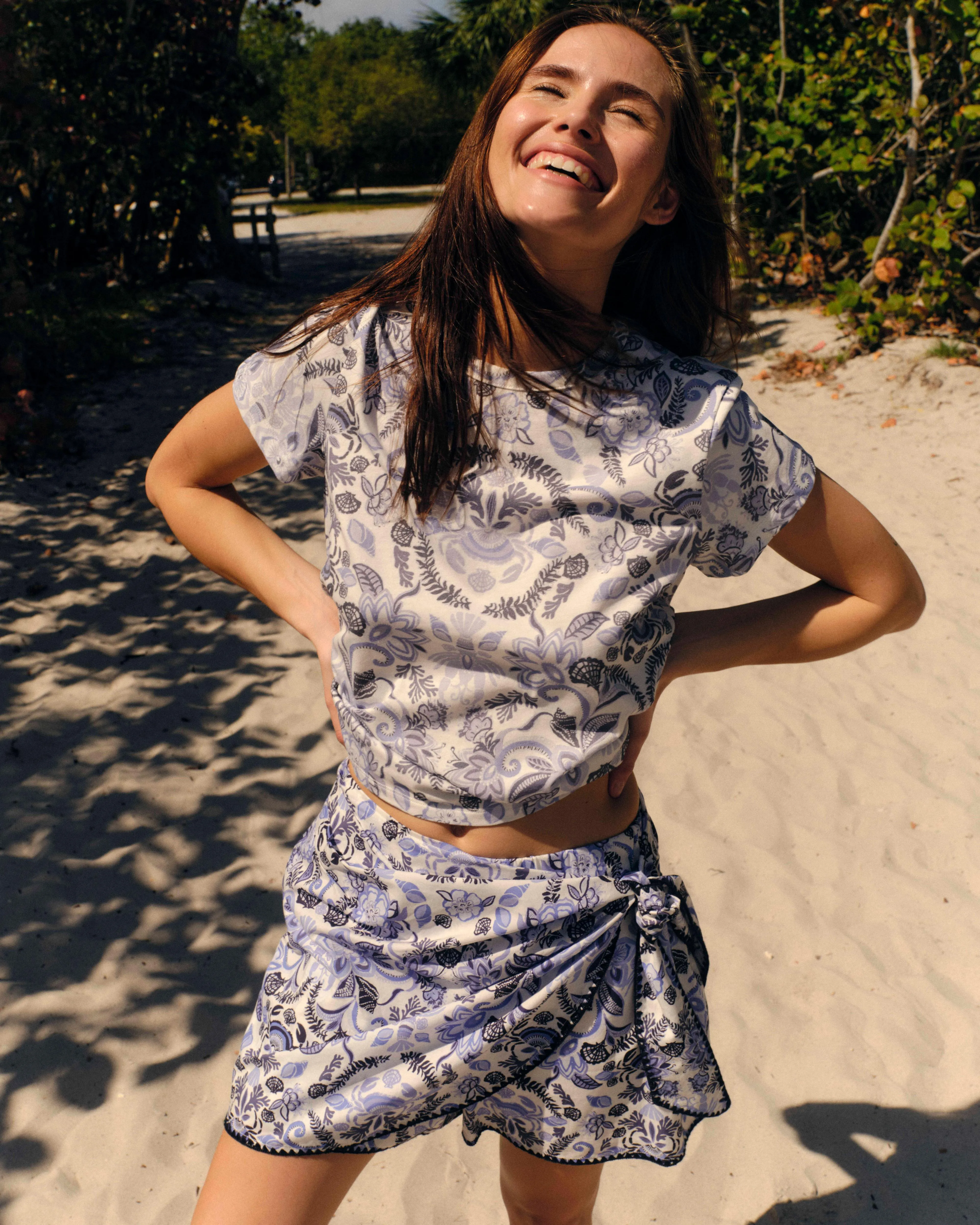 SU26 Maris Skort-Mariners Bloom Print-Blue Mist sold by Cartolina product image thumbnail 2