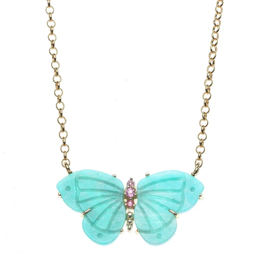 FREEDOM Stone Butterfly Necklace in Amazonite sold by Cartolina