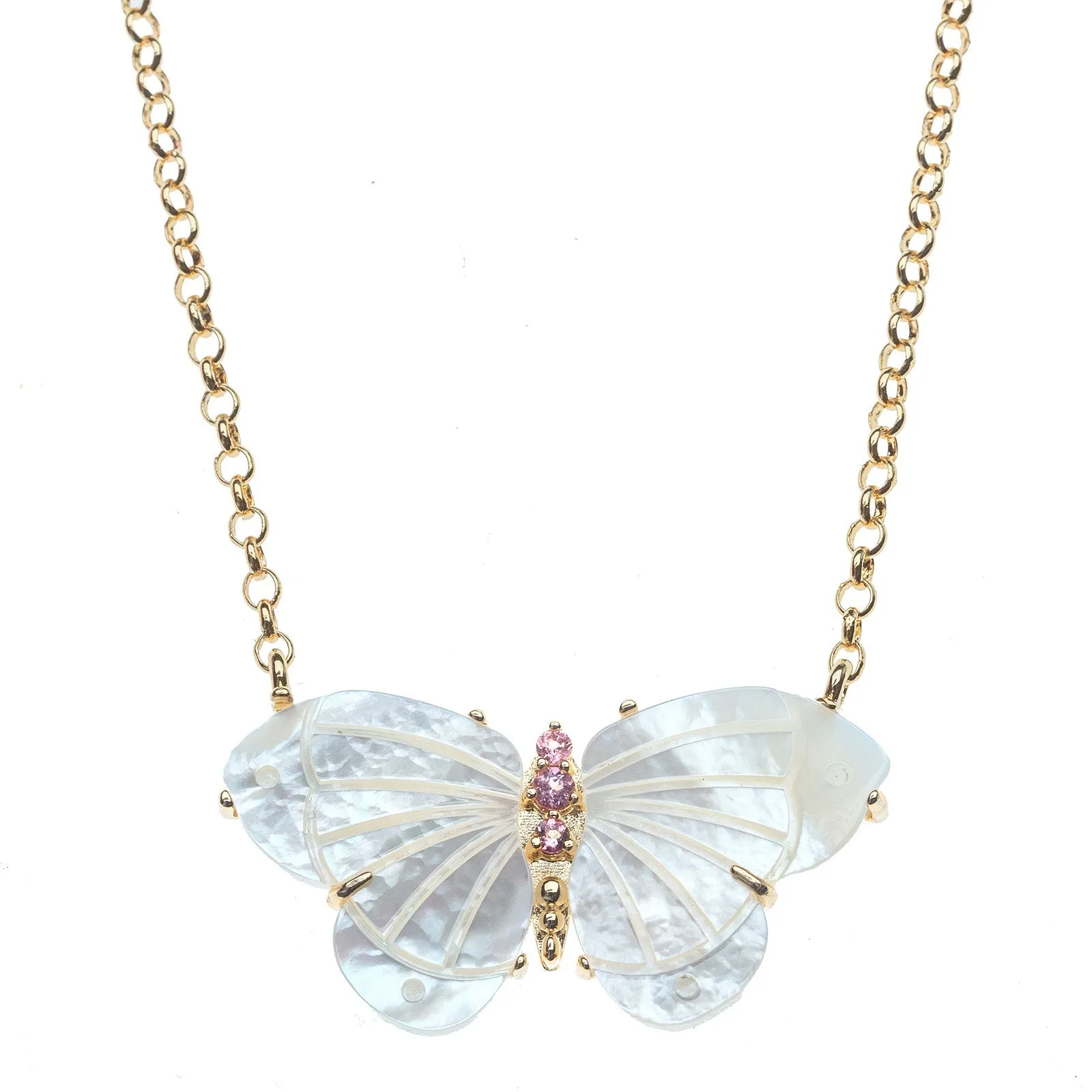 FREEDOM Stone Butterfly Necklace in Mother of Pearl sold by Cartolina