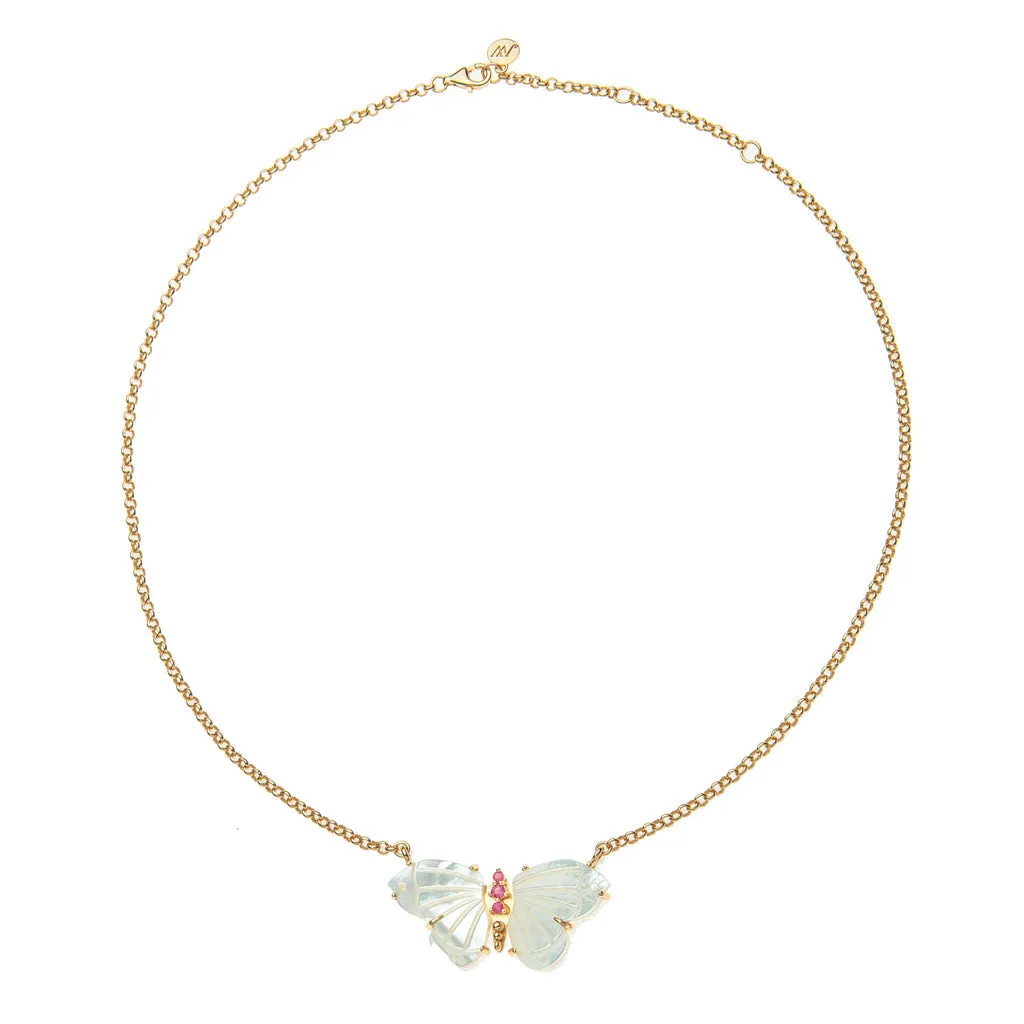 FREEDOM Stone Butterfly Necklace in Mother of Pearl sold by Cartolina product image thumbnail 2