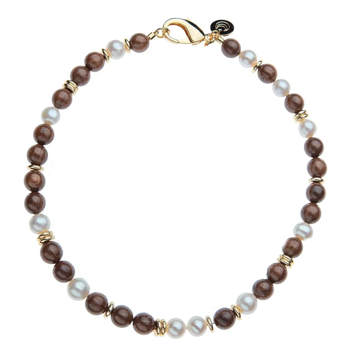 Jane Win - Wood and Pearl Statement Necklace sold by Cartolina