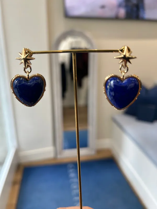 Jane Win Love From the Heart Earrings in Lapis made by Jane Win