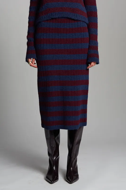 PIA STRIPE TUBE SKIRT | NAVY + MERLOT sold by ELEVEN SIX