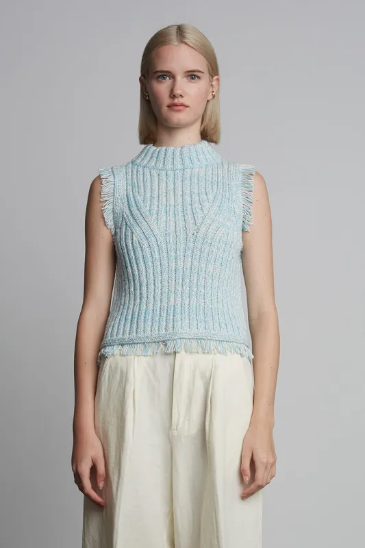 BRIA TANK | IVORY/ROBIN EGG BLUE TWEED sold by ELEVEN SIX