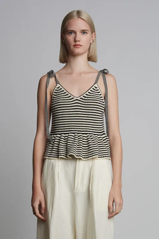 MALI STRIPE CAMI | IVORY + BLACK STRIPE sold by ELEVEN SIX