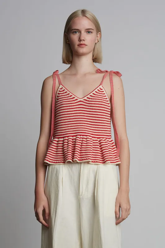 MALI STRIPE CAMI | IVORY + ROSSO STRIPE sold by ELEVEN SIX