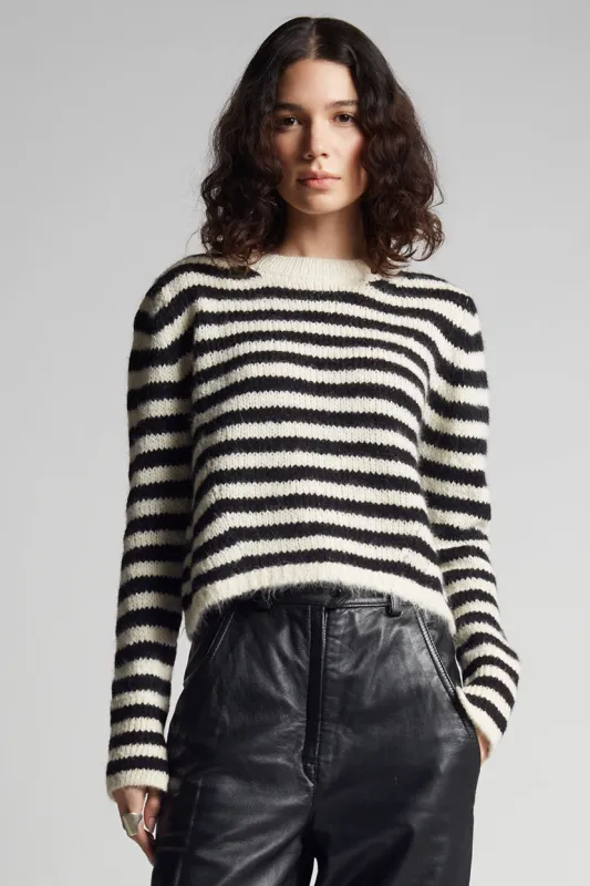 AVA STRIPE SWEATER | IVORY + BLACK sold by ELEVEN SIX