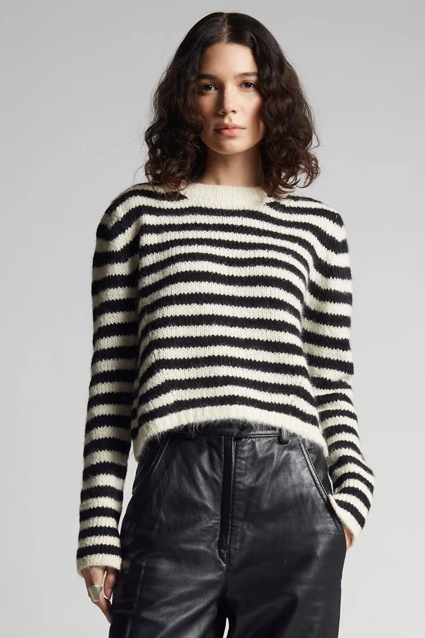AVA STRIPE SWEATER | IVORY + BLACK sold by ELEVEN SIX