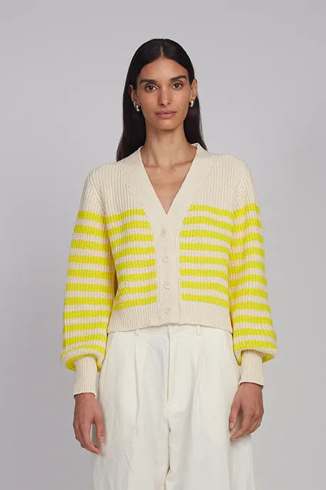 ISLA STRIPE CARDI | IVORY/LIMONE STRIPE sold by ELEVEN SIX