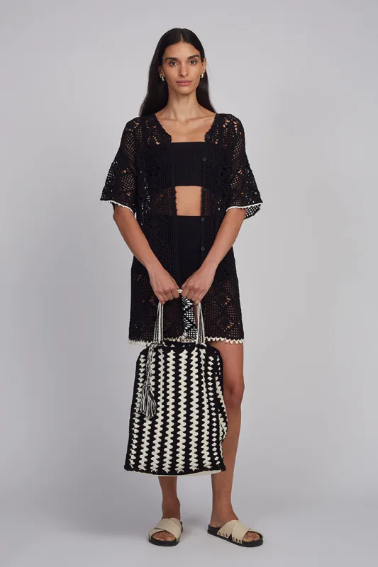 VERA CROCHET TOTE BAG  | IVORY/BLACK COMBO sold by ELEVEN SIX