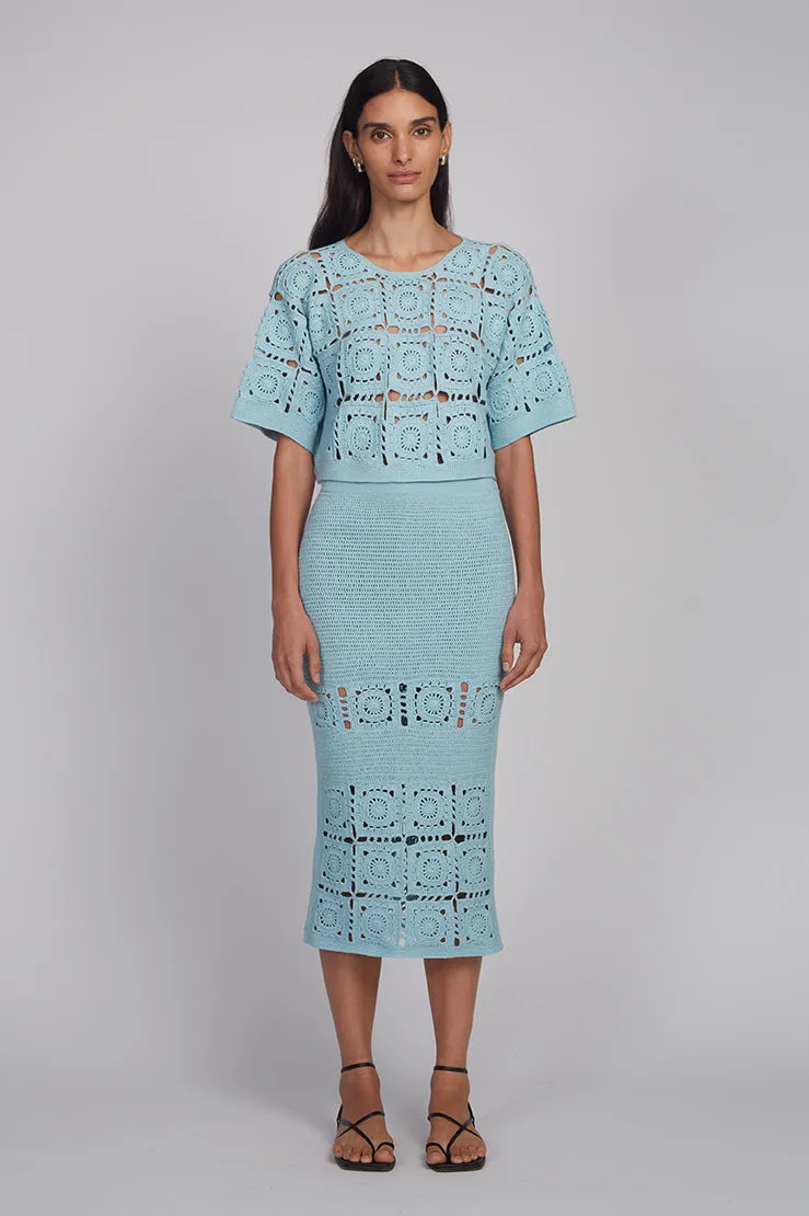 JANA CROCHET SKIRT | SKYE BLUE sold by ELEVEN SIX product image thumbnail 4