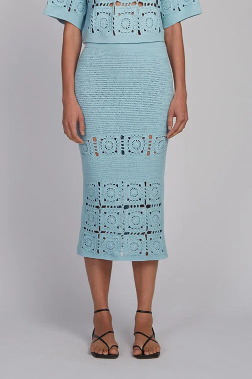 JANA CROCHET SKIRT | SKYE BLUE sold by ELEVEN SIX