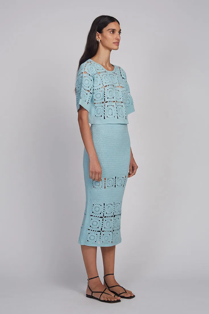 JANA CROCHET SKIRT | SKYE BLUE sold by ELEVEN SIX product image thumbnail 5