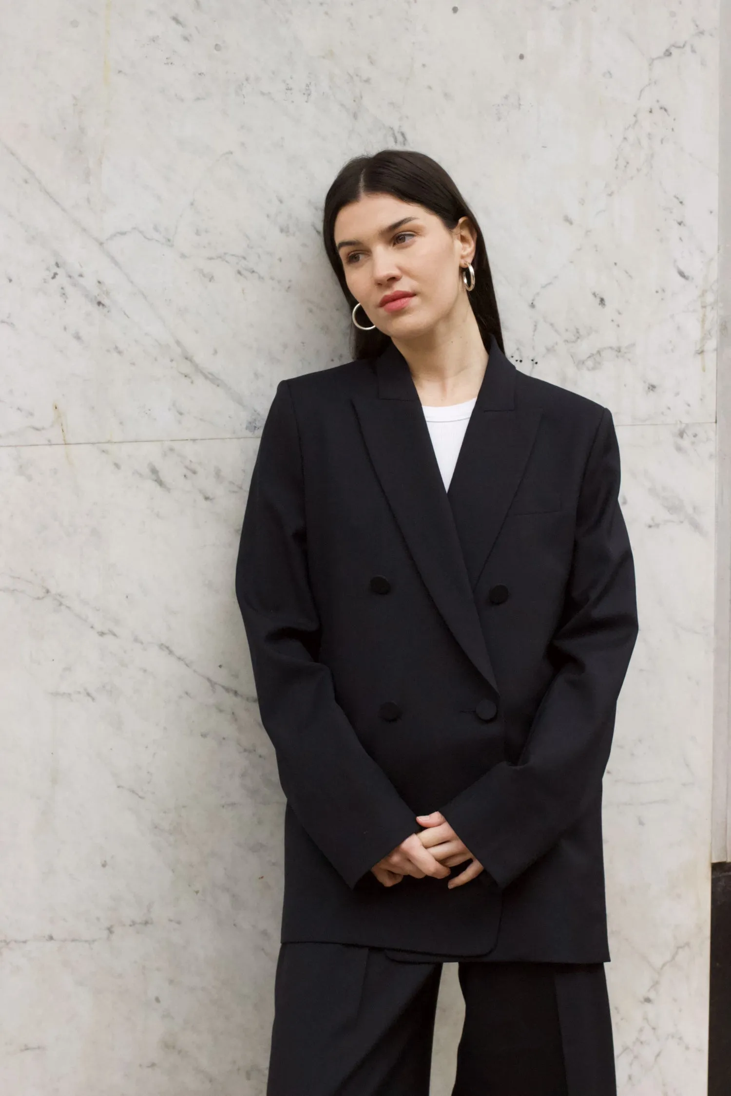 Veste de Tailleur Christy Twill de Laine Noir sold by Facettes Studio