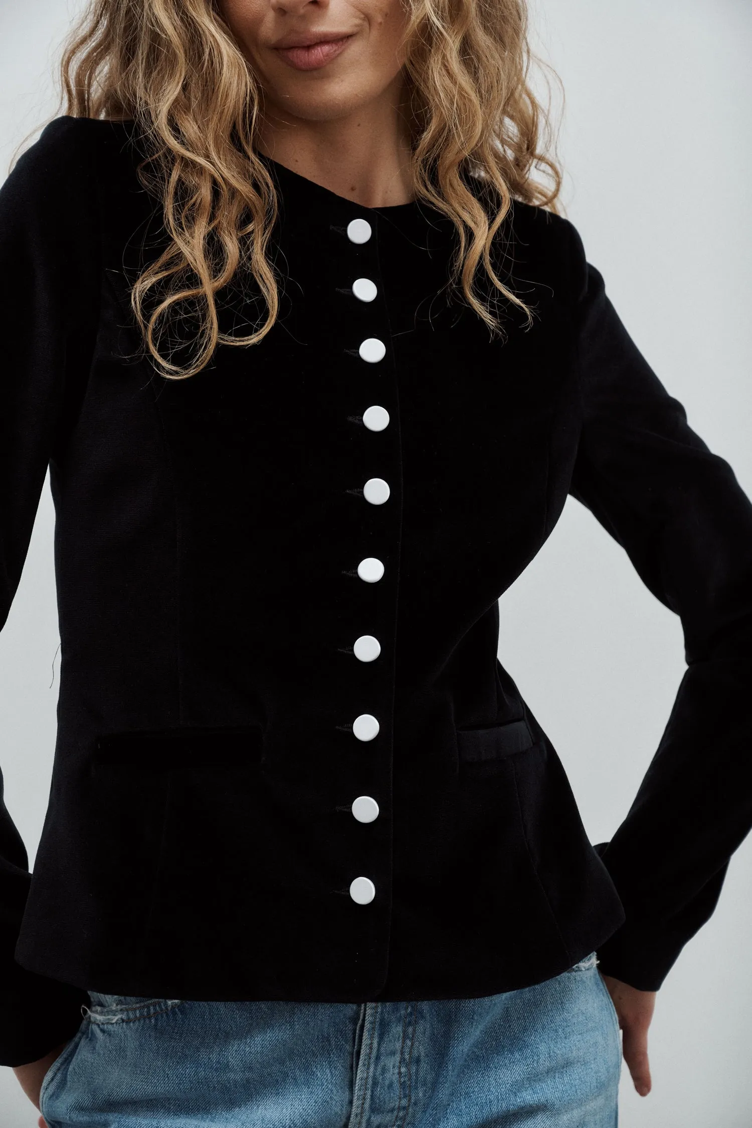 Veste Nicole Velours de Coton Noir sold by Facettes Studio product image thumbnail 2