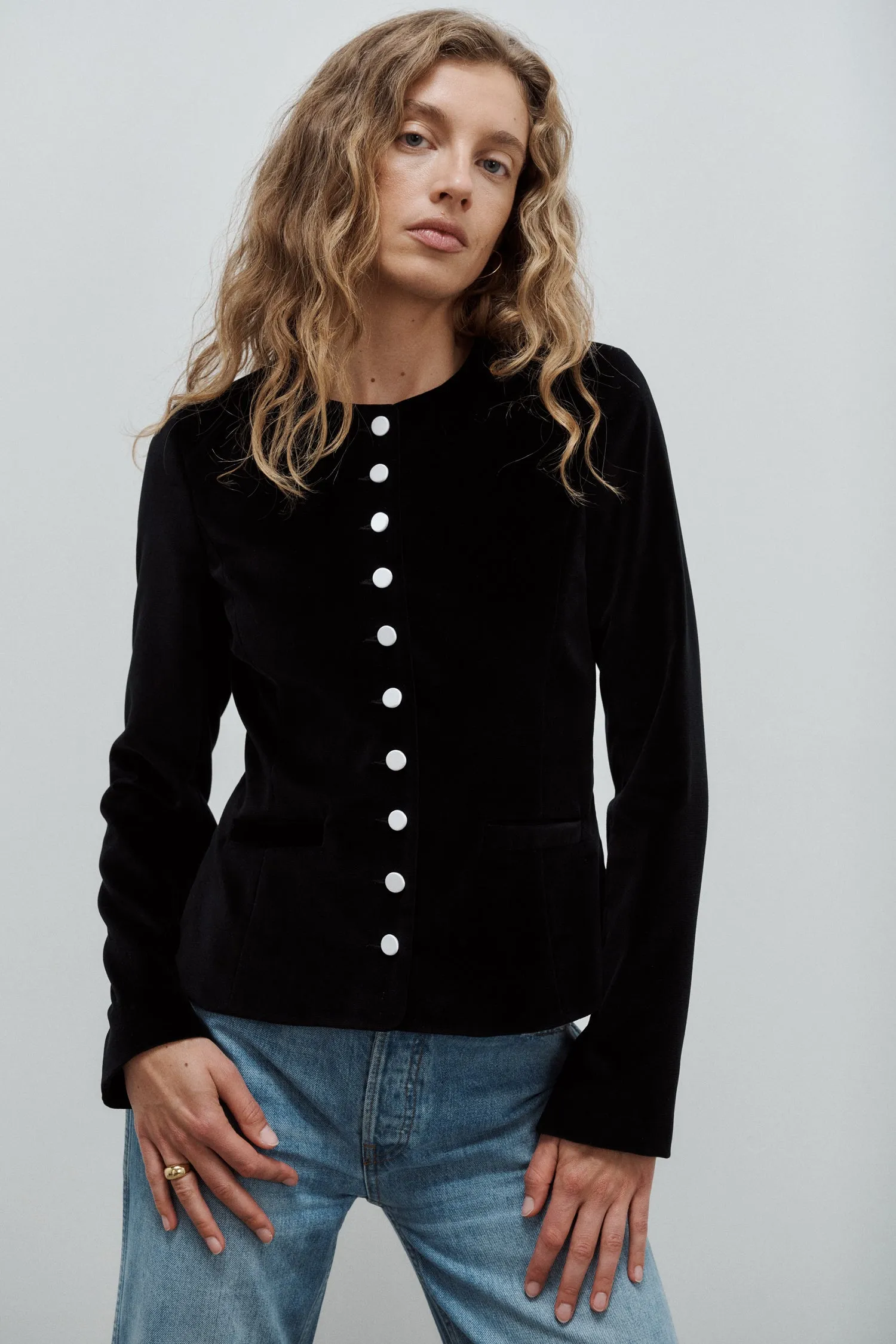 Veste Nicole Velours de Coton Noir sold by Facettes Studio product image thumbnail 3