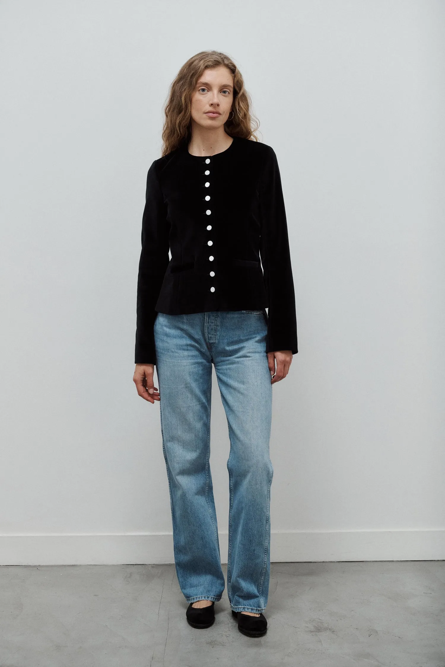 Veste Nicole Velours de Coton Noir sold by Facettes Studio product image thumbnail 5