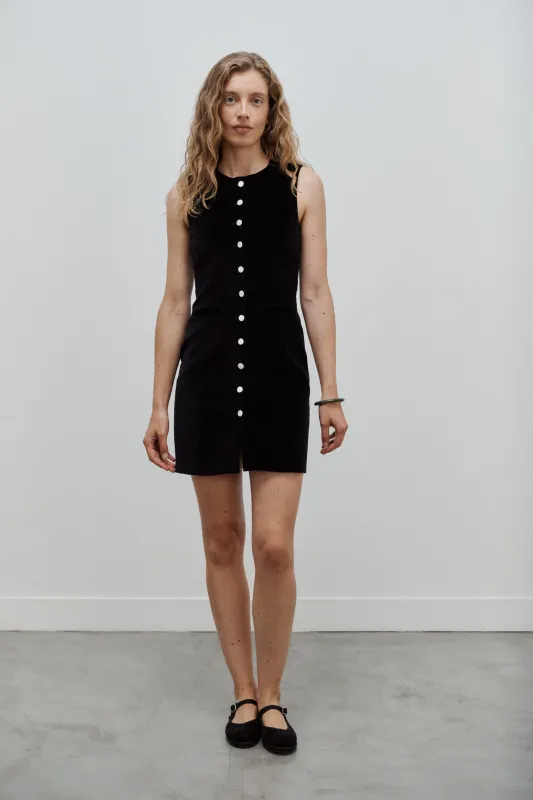 Robe Jackie Velours de Coton Noir sold by Facettes Studio