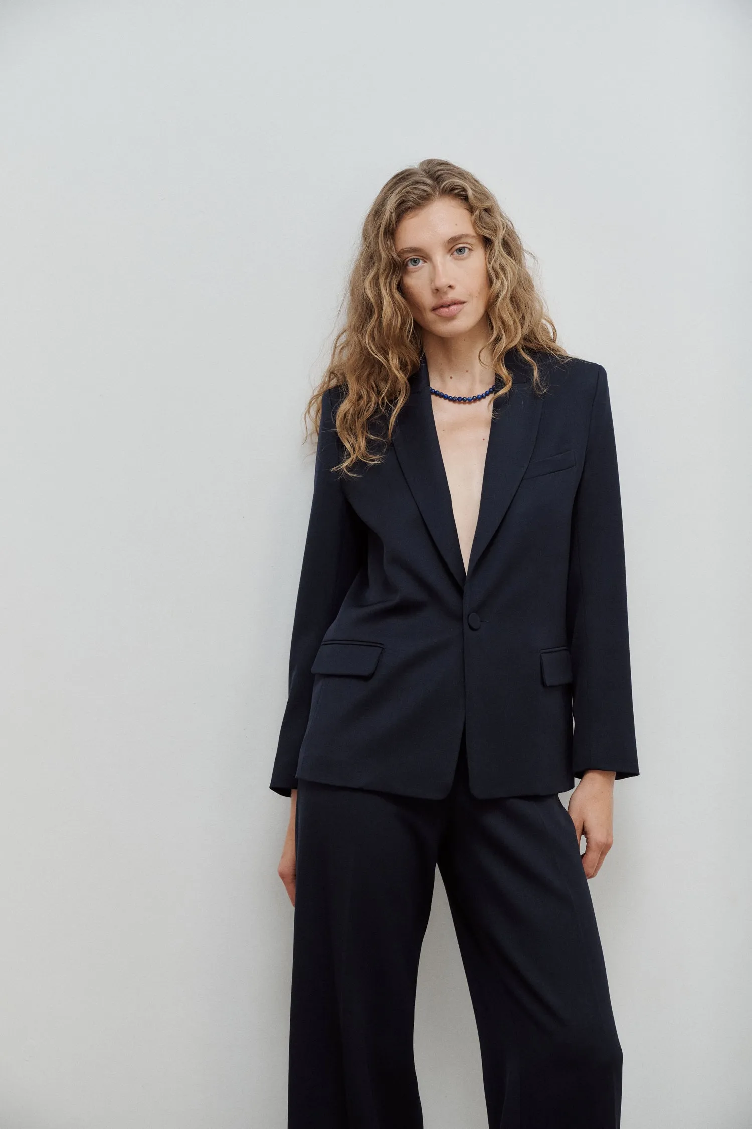 Veste Blazer Lauren Gabardine Laine Bleu Marine sold by Facettes Studio product image thumbnail 5