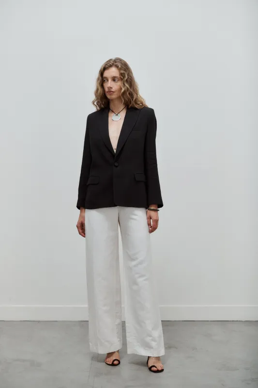 Veste de Tailleur Lauren Toile de Lin Lavé Noir sold by Facettes Studio