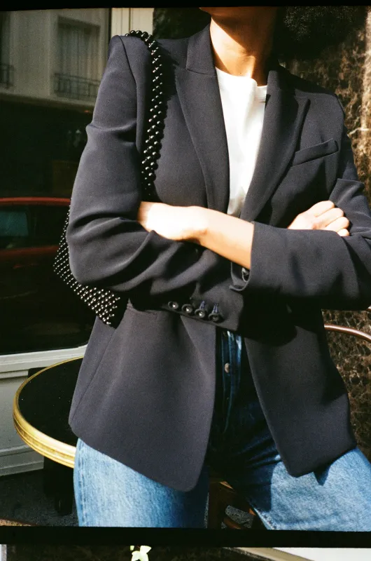 Veste Blazer Diana Crêpe Bleu Nuit sold by Facettes Studio