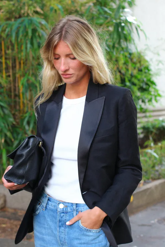 Veste Lauren Smoking Lin Noir - Seconde Vie sold by Facettes Studio