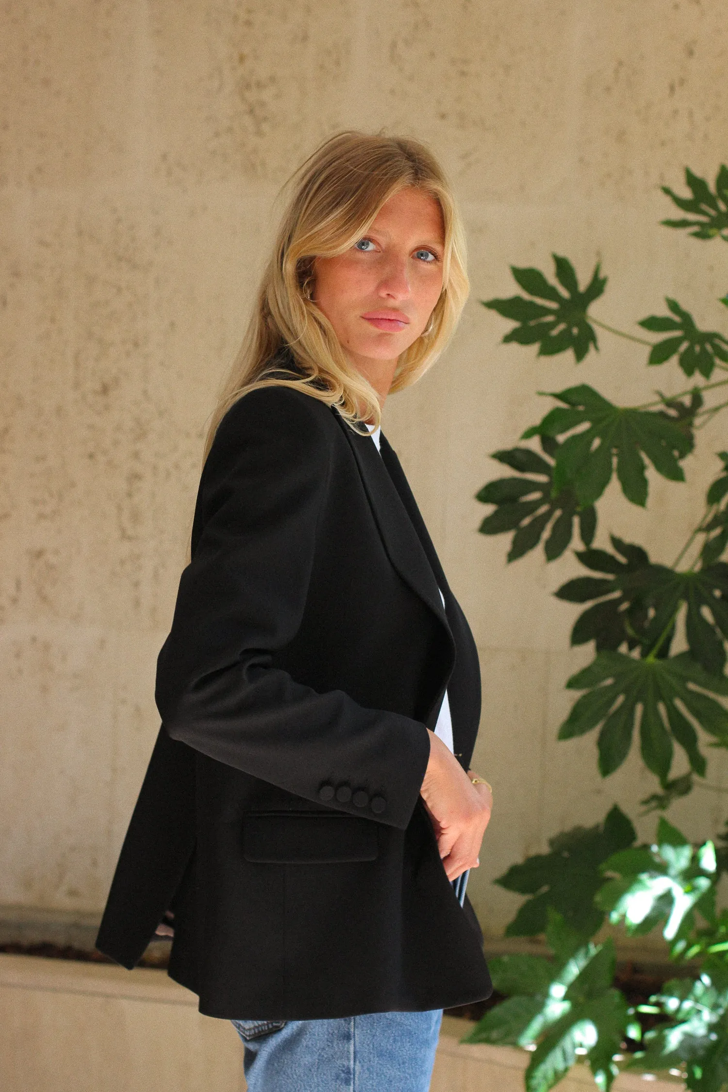 Veste Lauren Gabardine de Laine Noir - Seconde Vie sold by Facettes Studio product image thumbnail 3