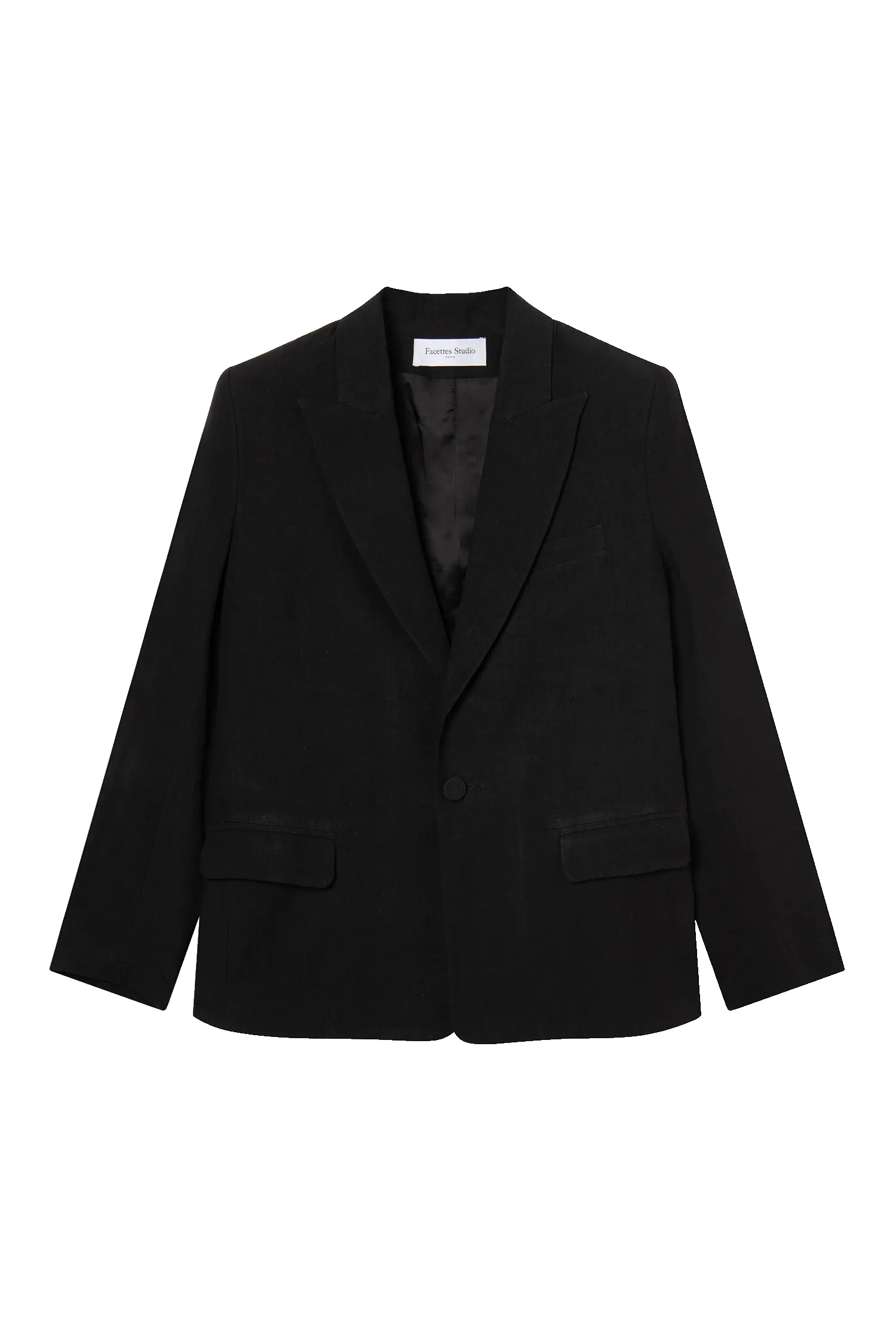 Veste Lauren Gabardine de Laine Noir - Seconde Vie sold by Facettes Studio