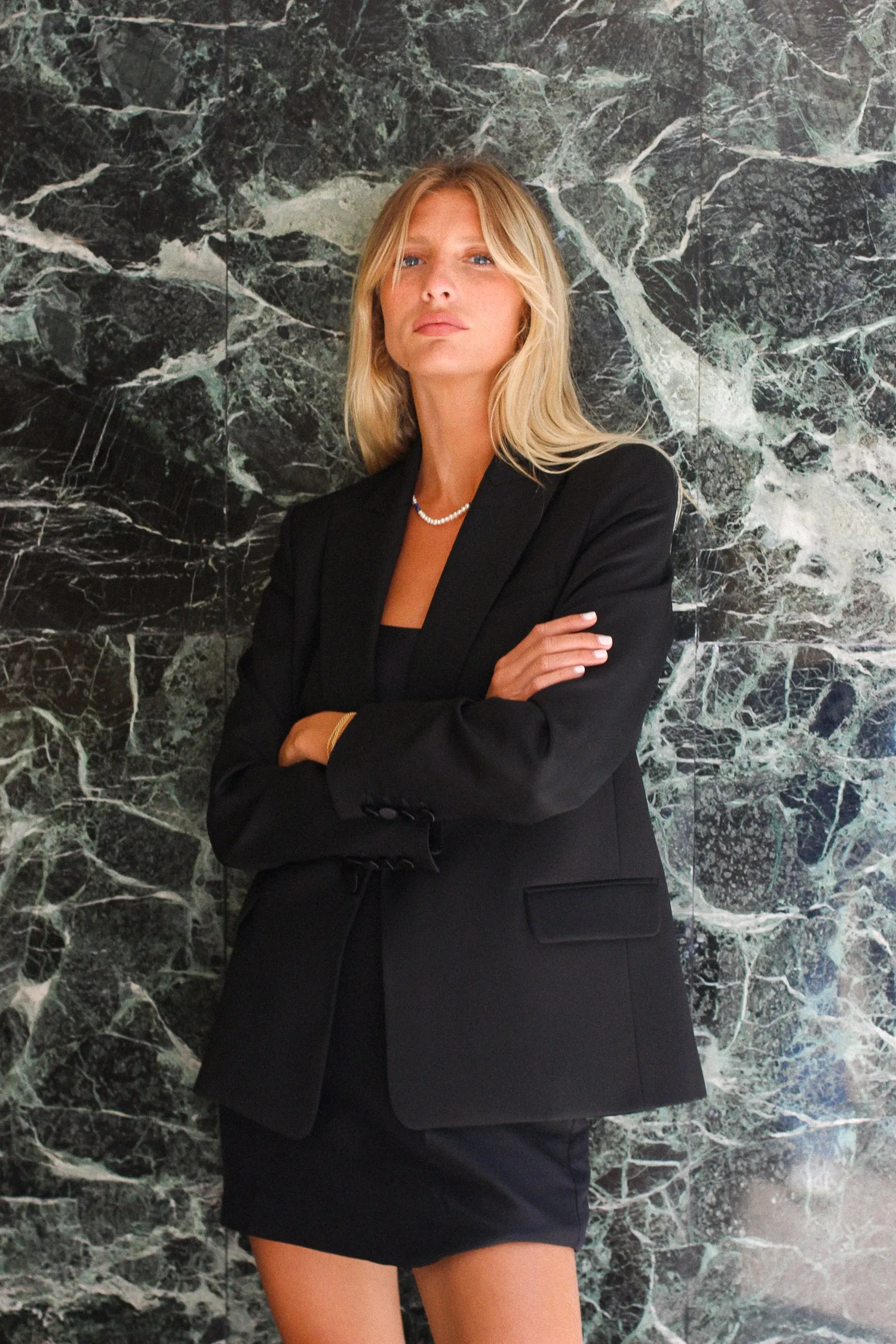 Veste Lauren Grain de Poudre Boutons Satin - Version Imparfaite sold by Facettes Studio