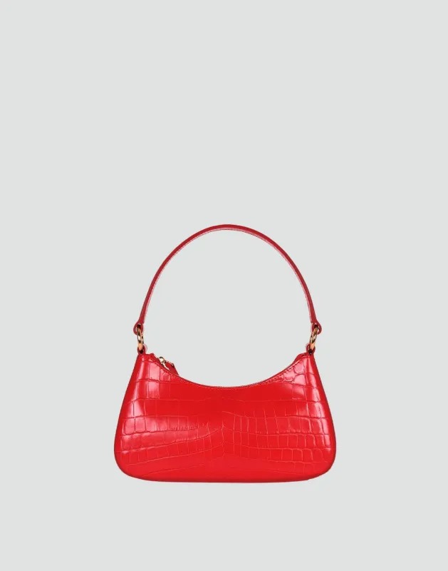 Luxe Mini Shoulder Bag - Bright Red Croco made by HYER GOODS
