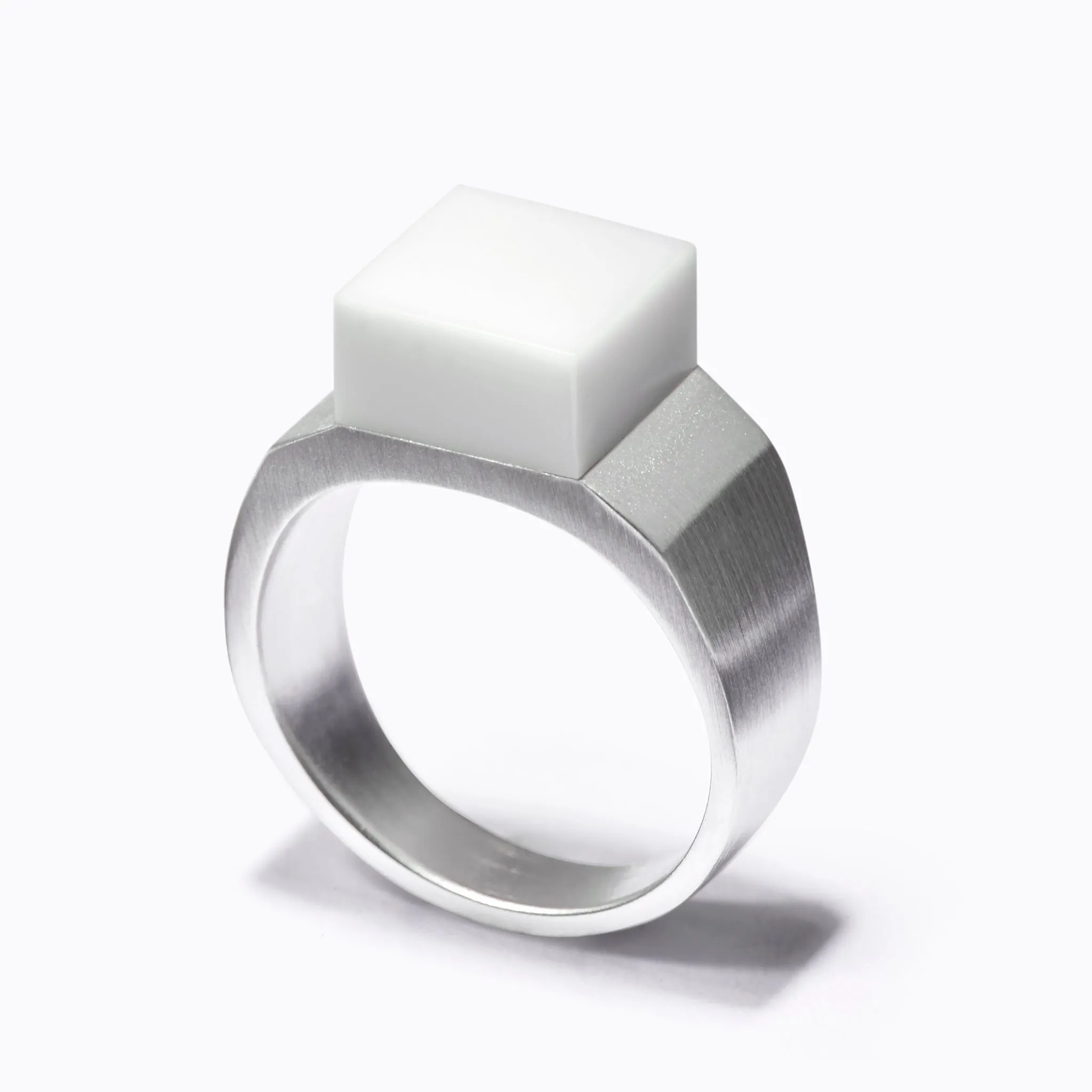 Pixel White Agate Ring sold by MING YU WANG