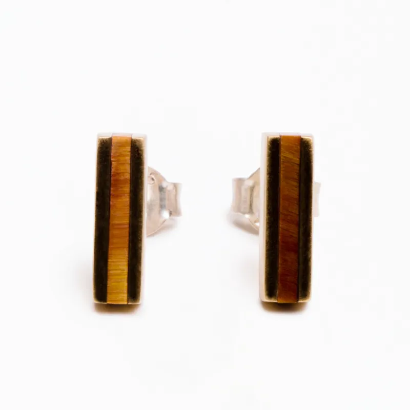 Line Tiger's Eye Earrings made by MING YU WANG