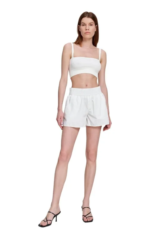 White Mid-Thigh Mid Rise Relaxed Fit Athletic Women's Shorts sold by MONOSUIT
