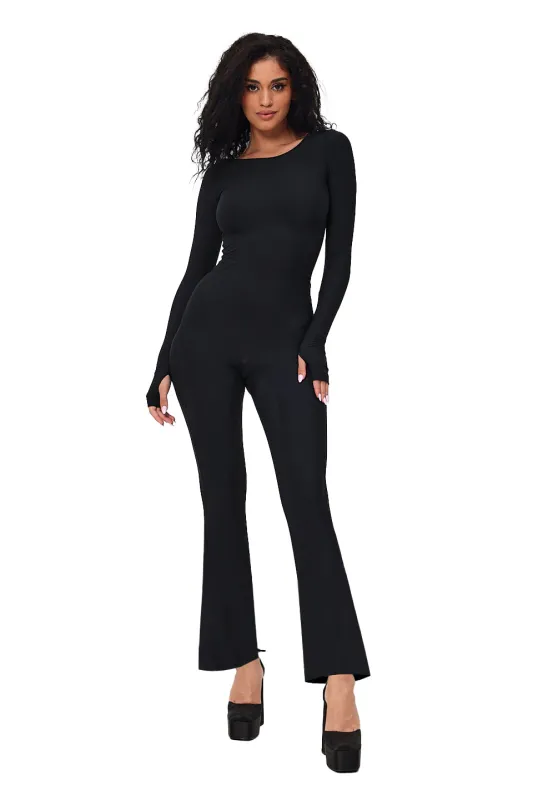 Bootcut Jumpsuit Ribbed Black sold by MONOSUIT