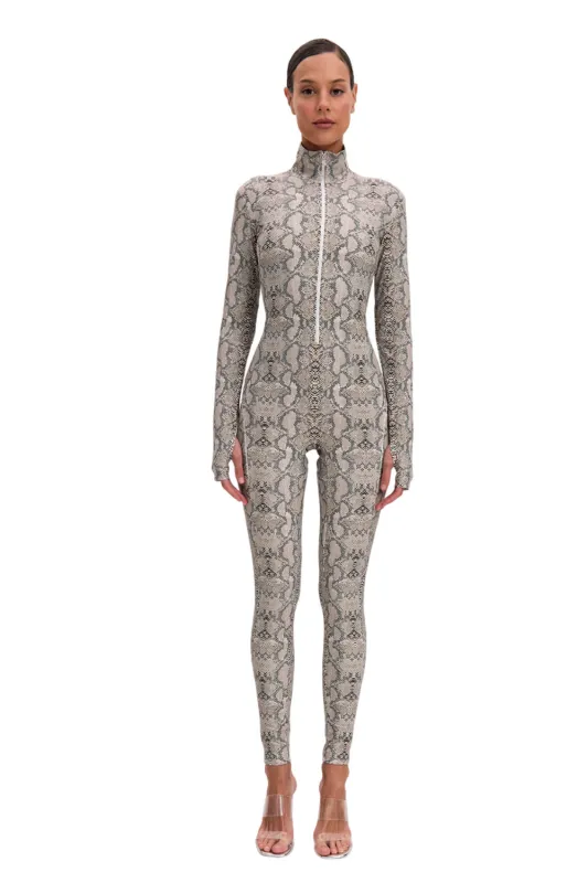 Python Long Sleeve Turtleneck Zip Up Full Bodysuit Total Zipper sold by MONOSUIT