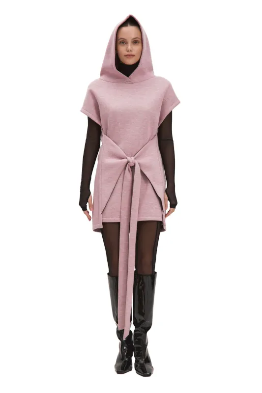 Warm Hooded Vest Rose/Black Reversible made by MONOSUIT
