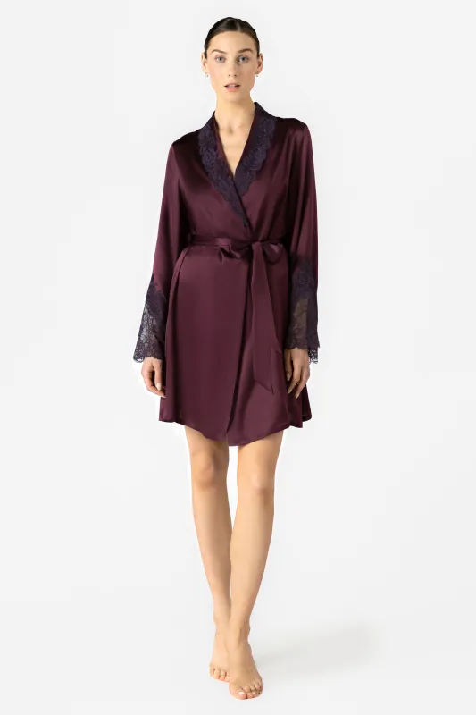 Arden Lush Shawl-collar Short Silk Robe sold by NK IMODE