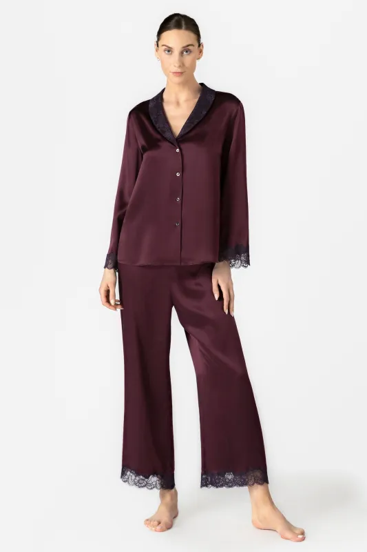 Arden Lush Shawl-collar Silk PJ Set sold by NK IMODE