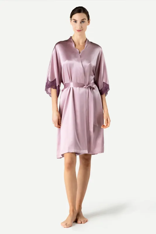 Raquel Feminine Lounge Midi Silk Kimono sold by NK IMODE
