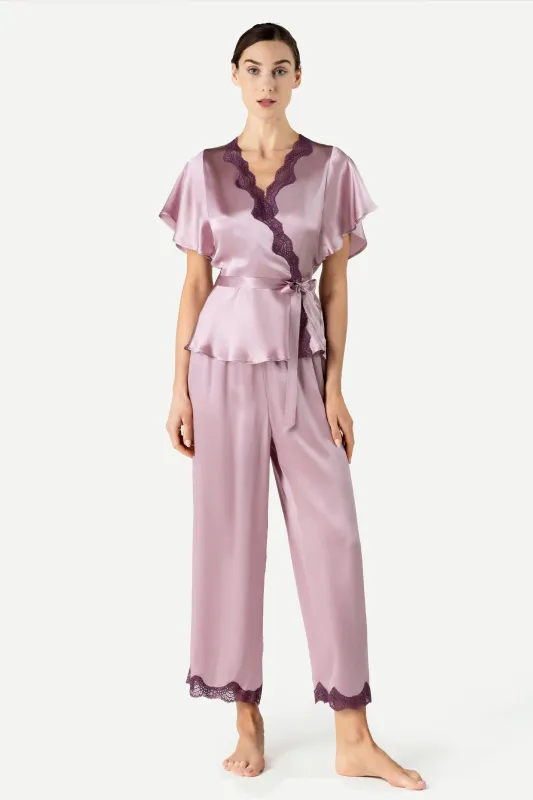Raquel Feminine Lounge Wrapped Silk PJ Set sold by NK IMODE