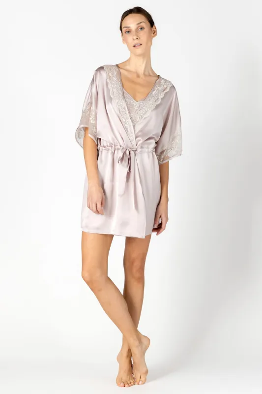 Agatha Nostalgia Hanky Short Silk Robe sold by NK IMODE