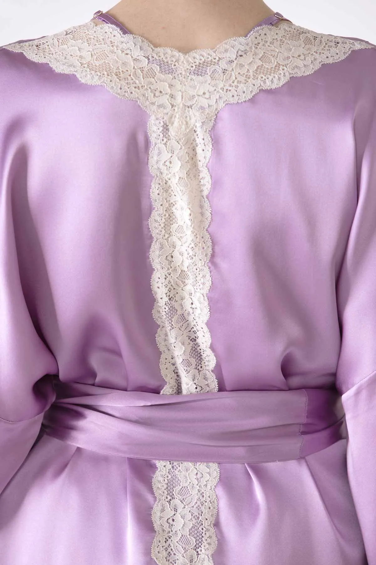 Gardenia Lace Trim Short Silk Kimono sold by NK IMODE product image thumbnail 4