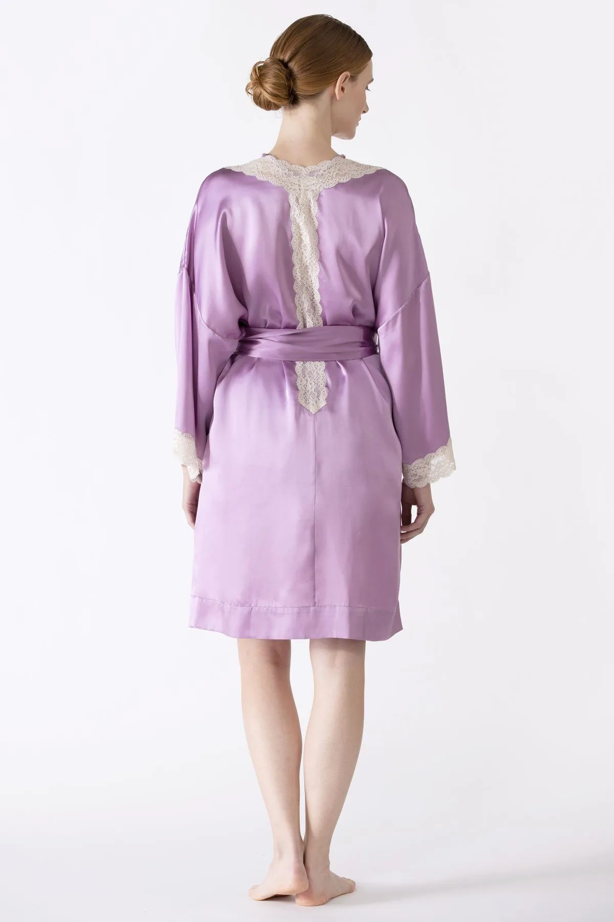 Gardenia Lace Trim Short Silk Kimono sold by NK IMODE product image thumbnail 3